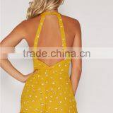 Woman Halter Backless Sleeveless Floral Print Fashion Romper thumbnail-4