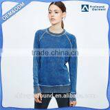 Custom Top Stitch Sweatshirts, Cotton Acid Vintage Wash French Terry Blank Wholesale Plain Crewneck Raglan Sweatshirt Women thumbnail-1