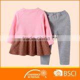 Long Sleeve Rib Shirt With Skirt+ Legging Baby Girl Outfit 2 Pcs Clothing Set thumbnail-2