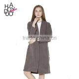 HAODUOYI Women High Split Side Long Trench Collarless Coats thumbnail-1