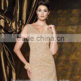 Deep v Neck Long Sleeve Lace Flowing Chiffon Dress thumbnail-2