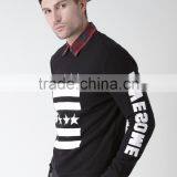 100% Cotton Black Printed Sweatshirt Round Neck Long Sleeves Sweaters For Man Custom Screen Printing Style Autumn Sweaters thumbnail-3