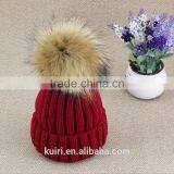 Women Beanies With Fox Fur Pompom Genuine Fur Ball Ski Cap Bobble Hat 15cm Fluffy thumbnail-6