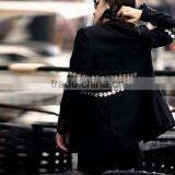 M1232 Runwaylover 2016 Black Punk Metal Decoration Wool Suit Wool Jackets Coats thumbnail-2