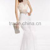 2016 High Neck Prom Dresses Sheath Lace & Spandex Sweep thumbnail-1