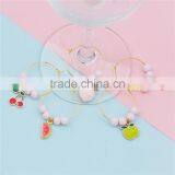 Glass Hoop Earrings Gold Plated At Random Enamel Fruit Wine Glass Wedding Charms thumbnail-2