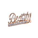 Gold-plated Rhinestone Beauty Knuckle Double Finger Rings thumbnail-2