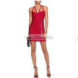 2017 HL Cutout Pleated Front Panels Red Delana Bandage Mini Dress thumbnail-1