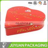 2016 High Quality Empty Heart Shaped Food Grade Metal Tin Box Can for Chocolate Packaging