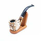 255mm Length Short Wooden Resin Medium Tobacco Pipe With Multi-color Round Head for Smoking thumbnail-2