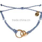 Fashion Gray String Cross Bracelet Connected Gold Ring for Girl thumbnail-5