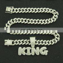 New Design 26 English Letter Pendant Jewelry Hiphops Cuban Chain 18K Gold Plated Zircon Necklace thumbnail-4