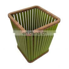 Bamboo Decorative Wastebasket Trash Can Garbage Container Bin thumbnail-2