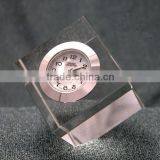 Cube Clock Crystal Table Decoration Clock Glass Elegant Office Gift thumbnail-1