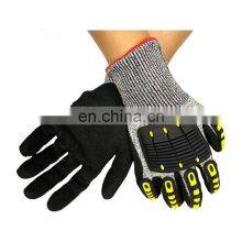 HPPE Sandy Nitrile Coated Oilfield Anti Slip Cut Resistant TPR Impact  Protective Mechanic Work Safety Gloves