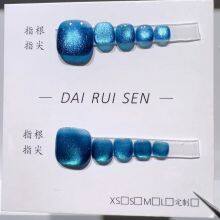 [Toe Nail Collection] Handmade Wearable Toe Nail Tips Cat-Eye Design Gel-Type Artificial Nails Ready-Made Toenail Art thumbnail-2