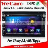 Wecaro Android 4.4.4 WIFI 3G touch screen car gps navigation dvd player for chery a5 dvd gps with bluetooth