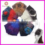 Multicolor Handmade Flower Crochet Knitted Headband headwrap ear-warmer