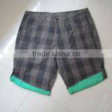 2012 New Mens Fashion Plaid Cotton Cargo Shorts With Green Lining