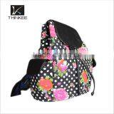 Fashion Canvas and Leather Drawstring Bag Backpack Women'sShoulder Bag