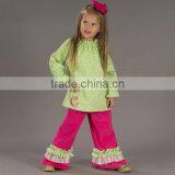 Little Girls Ruffle Tunic Top Long Sleeves Boutique Wholesale Children's Fancy Top Pant Set Tunic Top With Matching Ruffle Pant thumbnail-2