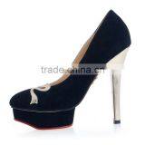 Latest Sheepskin Footwear High Heels Woman Shose 2016 With Bowknot thumbnail-4