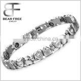 Cubic Zirconia Heart Shape Link Chain Bracelet, Stainless Steel Bio Magnetic Health Energy Bracelet thumbnail-1