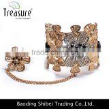 Luxury Fashion Jewellry Golden Alloy Flower Rings and Bangle Fashion Jewelry for Wedding and Party Indian Jewelry thumbnail-1