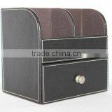 Desktop Faux Leather Pen Holder With Drawer/Multifunctional MDF Pen Box thumbnail-3