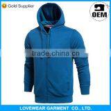 Custom designs high quality plain royal navi blue pullover zipper hoodie