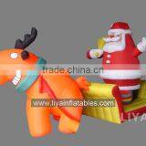 Merry Christmas Inflatable Santa With Deer for Home Garden Decorations