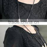 Ladies Black Lace Blouse Tops thumbnail-3