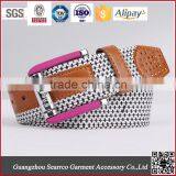 South Korea Multi Colors Ladies Stretch Woven Belt With Leather thumbnail-1
