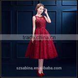 Top Quality Last Designs Round-neck Sleeveless Knee-length Lace Wedding Dress thumbnail-2