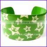 Fashion Thin Metal Enamel Wide Cuff Bangles (FCH-10860)