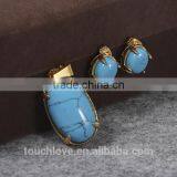 S0921-G-BL-TLIN 316l Stainless Steel Jewelry, Fashion Jewelry ,Natural Blue Stone Jewelry With 18K Gold thumbnail-2