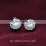 Shinning New Design Zircon 925 Sterling Silver Natural Pearl Wedding Jewelry Bridal Set thumbnail-2