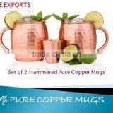 100% Handcrafted Pure Copper Handle Mugs With Hammered Design Moscow Mule Mugs In Gift Box thumbnail-1