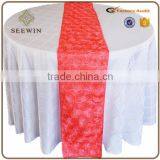 12x108 Washable Satin Rosette Table Runner for Dinning Decoration thumbnail-3