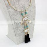 Cheap Turquoise Genuine Simple Gemstone Necklace Druze Tiny Crystals thumbnail-3