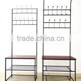 Entry Way Hall Tree Bench Hook Coat Hanger Stand Shoe Cloth Rack thumbnail-1