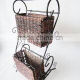 RH-4470 Two Tier Scroll Design Wicker Display Magazine Rack thumbnail-4
