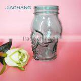 Blue Skull Shape Glass Beverage Coffee Jar With Blue Tin Lid thumbnail-3
