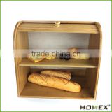Wholesale bamboo bread box durable wooden storage box Homex-BSCI