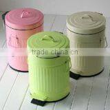 Enamel Antirust Garbage Can Metal Storage Container Trash Bin thumbnail-4