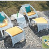 Outdoor PE/synthetic rattan furniture garden use table and chaisr with stool/PE wicker furniture