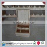 Removable Pine Wood Natural 6compartments Wooden Tea Box thumbnail-1