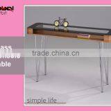 High Quality Living Room French Style Bentwood Glass Console Table thumbnail-1