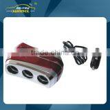 CE Approval 2 Socket LED USB Cigarette Lighter Power Adapter DC Outlet for IPhones , IPads & Tablet thumbnail-2