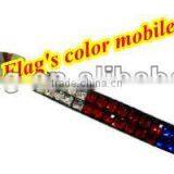 American Flag's Color Rhinestone Crystal Mobile Phone's String Key Chain thumbnail-1